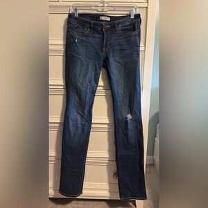 Vintage Y2K Hollister low rise slim fit dark wash distressed denim jeans size 7L